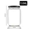 Botella Redonda de Vidrio de Grado Alimenticio Frasco Sellado Transparente Botella para Conservas Botella Vacía para Salsa de Chile Miel con Tapa