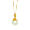 Collar Colgante de Paz de Jade Hotan Serie Diosas de las Doce Flores Plata de Ley S925 Colgante de Jade Incrustado Estilo Chino Nuevo Cadena para Clavícula