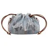 Bolsa de Corrente Lantejoula com Cordão Feminina Moda Verão 2026 Mala Leve Luxo Chique Tendência Crossbody Ombro Bolsa de Balde