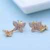 Pendientes de doble mariposa Jinse con incrustaciones de cobre y circonita, joyería coreana, pendientes de color nicho exquisitos para mujer, venta al por mayor