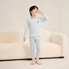 Conjunto de Ropa Interior Térmica de Otoño e Invierno para Niños, Felpa Suave Cepillada, Pijama de Manga Larga para Casa para Niñas y Niños