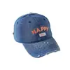 Gorra de Béisbol de Mezclilla Lavada Desgastada, Estilo Vintage de Nicho, Gorra de Mezclilla Desgastada con Bordado de Letras