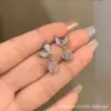 Pendientes de Cola de Pez Moda de Nicho Versátiles Lujo Ligero Diseño de Estilo Francés Pendientes de Botón con Incrustaciones
