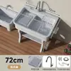 Fregadero de lavandería de piedra de cuarzo para balcón exterior con tabla de lavar integrada, diseño todo en uno para lavado de manos y lavado en el patio