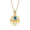 Colgante de ojo de diablo de pavo azul indeleble, collar de acero de titanio, cadena de clavícula de nicho, accesorios chapados en oro y cobre para mujer