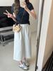 Calça Casual Branca Estilo Old Money para Mulheres Verão 2025 Coreana Confortável Simples Cintura Alta Versátil Fluida Solta Perna Larga Cropped