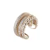 Estilo Lujo Ligero Zirconia Incrustada Oro Café Multicapa Geométrico Versátil Moda Diseño Simple High-End Ear Cuff para Mujeres