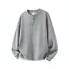 Camiseta de hombre estilo old money con cuello Henley, nueva sudadera informal de retazos suelta y moderna de primavera y otoño, ropa exterior casual para hombre