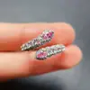 Anillo Popular de Zafiro Rosa Natural al por Mayor de Fábrica Plata S925 Incrustado Piedra Principal 3*4 Joyería de Lujo Venta Directa de Fábrica