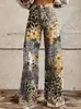 Moda para Mujer Tallas Grandes Casual Pantalones Finos Imitación de Mezclilla Pierna Ancha Largos Comercio Exterior Europeo y Americano Cross-Border Aliexpress Ebay