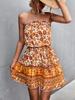 Ropa de Mujer Transfronteriza Nueva de Primavera y Verano Ebay Amazon Más Vendido Vestido Bohemio Floral Fruncido sin Tirantes