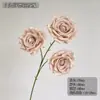 Flor Artificial Rosa Elsa de 3 Cabeças, Flor Artificial para Casamentos, Material de Tecido de Seda, Rosa Aberta com Pétalas em Cor Gradiente