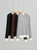 Suéter de Tricô Tencel Lã com Contraste Vintage para Outono/Inverno 2026 para Mulheres, Peça Básica de Nova Estilo