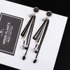 Aretes Dorados Estilo Coreano Minimalistas Geométricos Versátiles de Cadena con Pedrería para Mujer