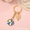 Regalo para el Festival de Mediados de Otoño, llavero de aleación con esmalte, colgante de luna con conejo de jade Chang'e estilo antiguo, accesorio para mochila y llaves de coche