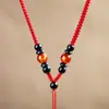 Cordón Tejido Hecho a Mano de Oro y Jade para Colgante de Mujer, Cordón para Collar con Colgante de Ágata de los Doce Signos del Zodiaco para Hombre