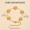 Directo del Fabricante, En Stock Pulsera de Acero Inoxidable 304 Grabada con Láser de Flor de Cinco Pétalos para Mujer, Pulsera de Moda y Lujosa Tendencia en Línea