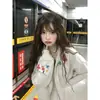 Sudadera con capucha de estilo americano simple y perezoso para mujer, Otoño e Invierno, Nueva, Holgada, de terciopelo, Engrosada, Chaqueta cárdigan con cremallera para pareja