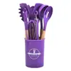 Versión mini utensilios de cocina de silicona mango de madera silicona juego de 12 piezas espátula cuchara espátula juego de utensilios de cocina antiadherentes precio de fábrica al por mayor transfronterizo