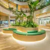 Atrio de centro comercial arco asiento macetero banco circular de hierro forjado para macetas jardín de flores oficina de ventas de hotel plantación de flores de ocio paisajismo