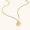 Moda Europeia e Americana Transfronteiriça Nicho Versátil Pingente Aço Inoxidável Banhado a Ouro 18K Mini Zircônia Coração Flor de Mês Colar