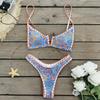 Bikini Strapless de Tres Puntos Estampado Sexy Europeo y Americano Nuevo 2026 Traje de Baño Dividido para Mujeres Bikini de Comercio Exterior Transfronterizo