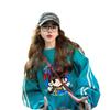 Sudadera Fina Oversize de Dibujos Animados Europeos con Graffiti para Mujer, Primavera y Otoño, Retro Deportivo, Holgada, Casual, Aspecto Adelgazante, Top