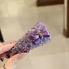 Pinza para el Cabello de Lazo Dulce de Felpa Estilo Coreano, Pasador de Lazo Morado, Accesorio para el Cabello