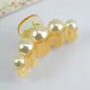 Pasador de Perlas para Mujer Clip de Lazo Estilo Coreano Pinza de Tiburón para la Parte Trasera de la Cabeza Accesorios Metálicos Grandes y Simples para el Cabello
