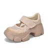 Sandalias de Malla con Suela Gruesa y Cuero Genuino Ligeras Talla 34 para Mujer, Sandalias de Plataforma Veraniegas Caladas con Velcro