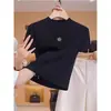 Camiseta Rosa de Manga Corta Estilo Europeo para Mujer, Artículo de Verano Más Vendido, Elegante y Versátil, Efecto Adelgazante, Top de Alta Gama y Alta Calidad
