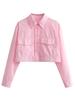 Venta al por mayor Ropa para mujer Estilo Europeo y Americano Nueva Colección Primavera Y2K2024 Pantalones de Bolsillo con Solapa de 3 Colores Camisa Corta Reveladora para Mujer A19640