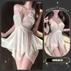 Lingerie sexy Hemei, sem costas, sedutora, malha transparente, quente, transparente, gola halter borboleta, camisola com suspensórios, roupa de dormir, uniforme de desejo puro