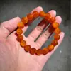 Pulsera de Madera de Semilla de Pino del Noreste para Hombres, Madera de Ámbar de Madera de Madera de Ámbar del Monte Changbai, Cuentas de Madera de Dragón de Sangre Completamente Translúcidas, Pulsera de Madera Natural