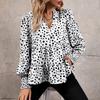 Bai Fen Zhi YiCamisas Casuais de Trabalho Europeias e Americanas Mais Vendidas para Primavera e Outono, Camisas de Manga Longa Soltas com Estampa de Leopardo para Mulheres