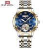 VA VA VOOM acero inoxidable Tourbillon no automático multifuncional mecánico reloj moda luminoso impermeable para hombres