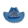 Corona Púrpura Halloween Carnaval Fiesta Mascarada Actuación Escénica Diamante Colgante Plateado Sombrero de Vaquero Occidental