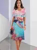 2024 comércio exterior transfronteiriço nova roupa feminina fera marinha impressão digital 3D verão elegante manga curta saia moda venda quente explosão