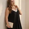 Suministro de Comercio Exterior Bata Larga Camisón Sexy Ropa de Dormir para Mujer Tallas Grandes Seda de Leche Encaje Casual Suelta Ropa de Casa