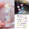 Pegatinas de arte de uñas de gato de peluche de dopamina de macarrón de colores en stock, pegatinas decorativas transparentes y lindas estilo ins de verano
