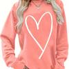 [Atacado de Fábrica] Moletom Estampado com Amor para o Dia dos Namorados, Moletom Casual de Manga Comprida e Gola Redonda, Roupa Feminina Pêssego