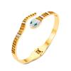 Pulsera personalizada de acero de titanio de alta calidad con forma de serpiente esmeralda, joyería, venta caliente transfronteriza, pulsera de panal hueca con diamantes completos