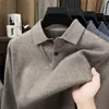 Suéter de Punto Grueso y Cálido para Hombre de Mediana Edad, Nuevo Estilo Otoño/Invierno 2026, Falso Dos Piezas con Cuello de Solapa, Color Sólido, Capa Base Casual