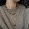 Otoño e Invierno Caramelo Maillard Ojo de Tigre Piedra Cuentas Collar Moda Femenina Lujo Accesible Nicho Elegante Apilado Retorcido Cadena para Suéter