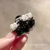Pinza para el pelo pequeña con forma de corazón negro, pedrería y perlas, para mujer, peinado de princesa, lujo ligero, accesorio de pelo elegante y sofisticado