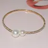 Directo de fábrica popular europeo y americano de una sola fila bañado en oro plata conjunto de pulseras de collar corto para mujer Perla strass collar transfronterizo