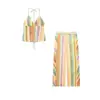 Venta al por mayor transfronteriza 2026 Moda europea y americana top a rayas ajustado con cuello halter + pantalones largos traje de mujer D226470/1