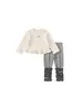 Youbao Roupas Infantis Conjunto de Leggings para Meninas Camiseta de Manga Longa com Bolinhas e Babado e Calça com Meias Empilhadas Conjunto de Duas Peças Infantis