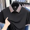 Nueva Camiseta de Verano para Hombre de Manga Corta, Color Sólido con Cuello de Solapa, Camisa Polo para Hombres Jóvenes y de Mediana Edad, Top Versátil de Lujo Casual para Hombre