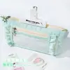 Estuche de Lápices con Ventana Doble Mariposa Estrella, Sencillo y Elegante, Estilo Ins Fresco y Lindo, Gran Capacidad, Adorable Almacenamiento de Insignias, Bolsa de Papelería Resistente a la Suciedad